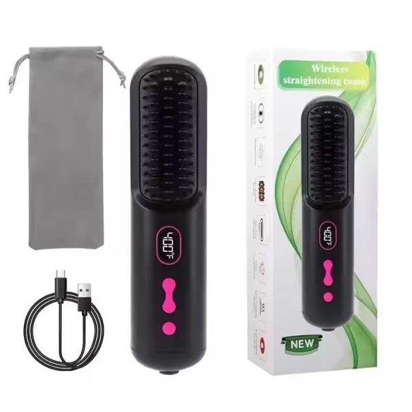 Electric Plastic Home Salon Promotion Hair Straightener Comb USB Rechargeable