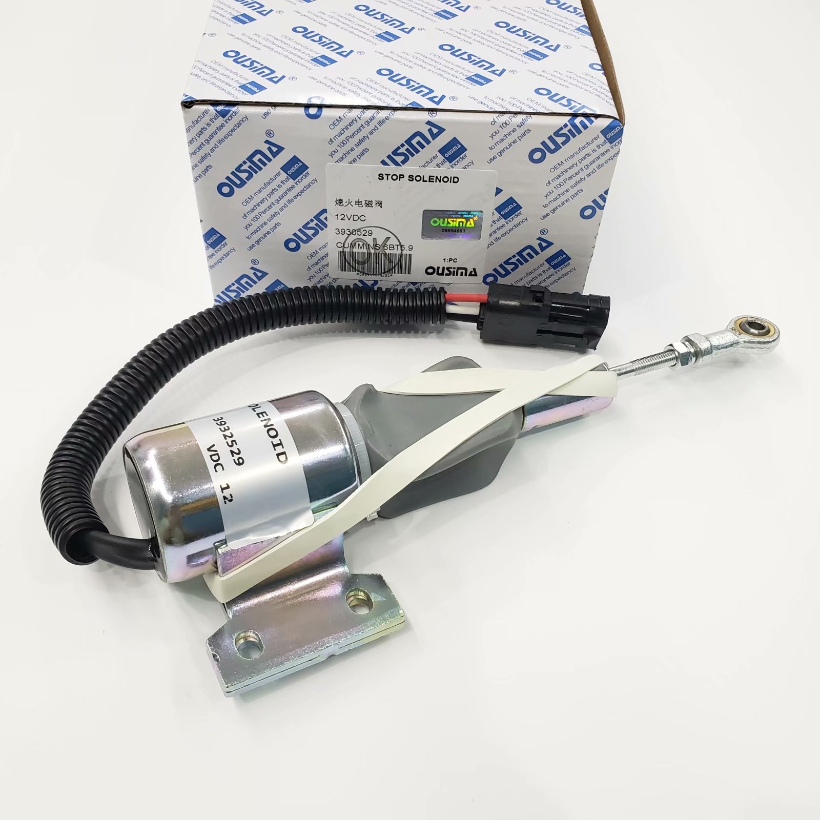OUSIMA 3932529 12V Diesel Engine Shut Off Solenoid 3932529 Cummins 6BT5.9 Excavator