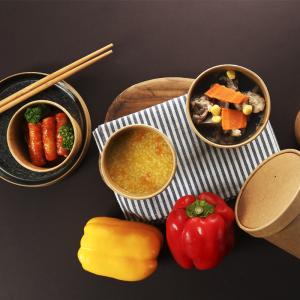 China Custom printed disposable hot soup bowls with lid kraft paper cups bowls factory