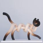 Outdoor Animal Stainless Steel White And Black Dog Sculpture