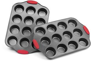 China Professional manufacturer Nonstick Muffin Pan with Silicone Handles Cupcake Maker 2 Pans factory