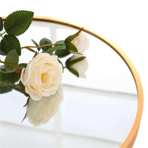 China Aluminium Framed Golden Black Bathroom Mirror with Modern Square and Round Design factory