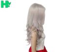Sliver White Color Long Synthetic Fiber Wigs Natural Curly Without Bangs