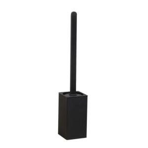China Black Square Toilet Brush And Holder Metal Bathroom Brush Silicon Toilet Brush factory
