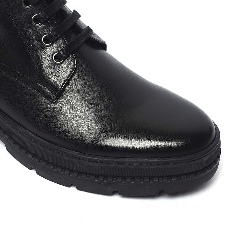 Spring Black Lace Up Anti Odor Mens Leather Casual Boots