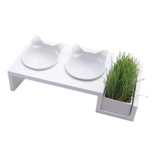 China Sustainable Customized Ceramic Double Cat Bowl Multifunctional factory
