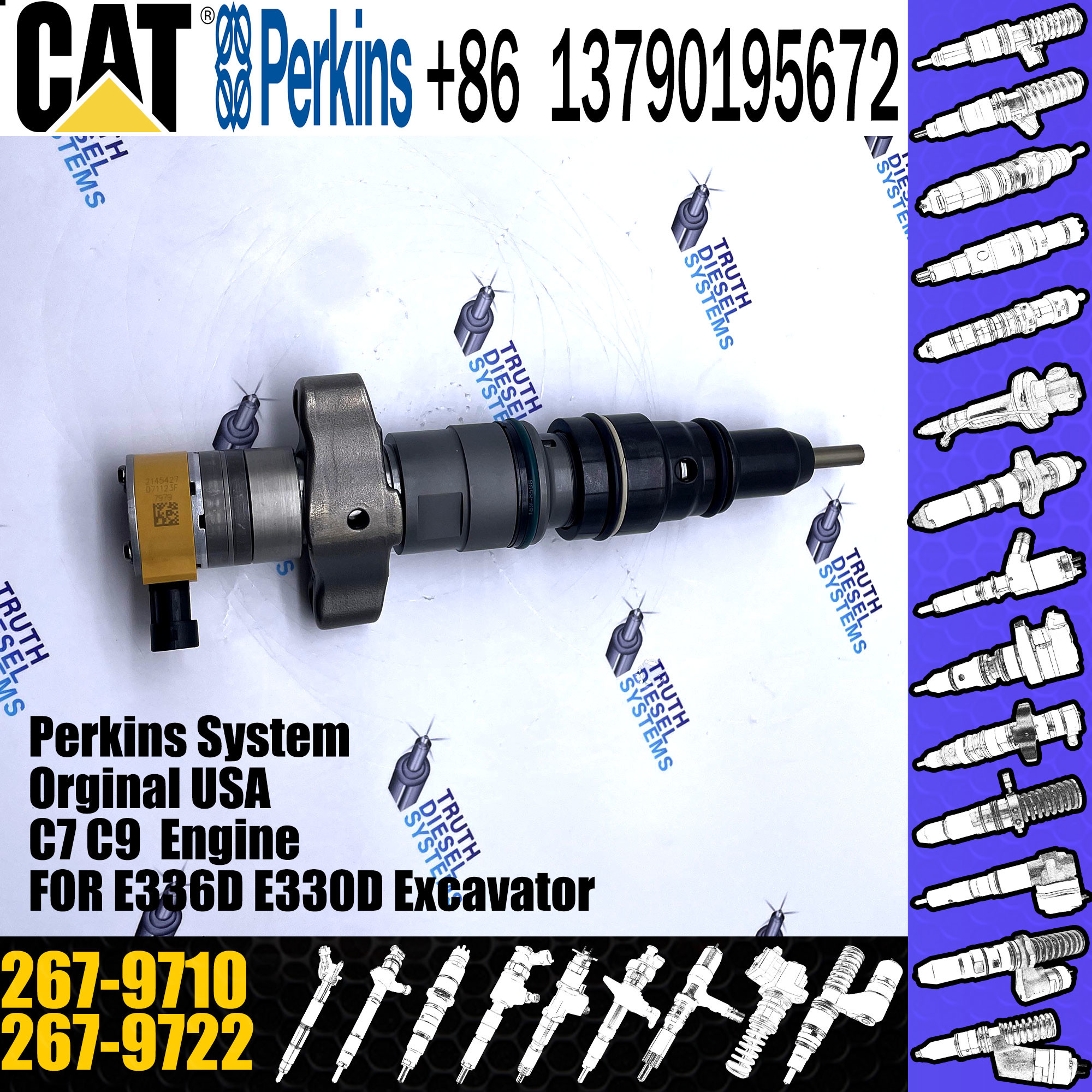 Common rail Injector Diesel fuel Injector 267-9722 267-9717 267-3361 267-9710 for CAT C7 C9 Engine