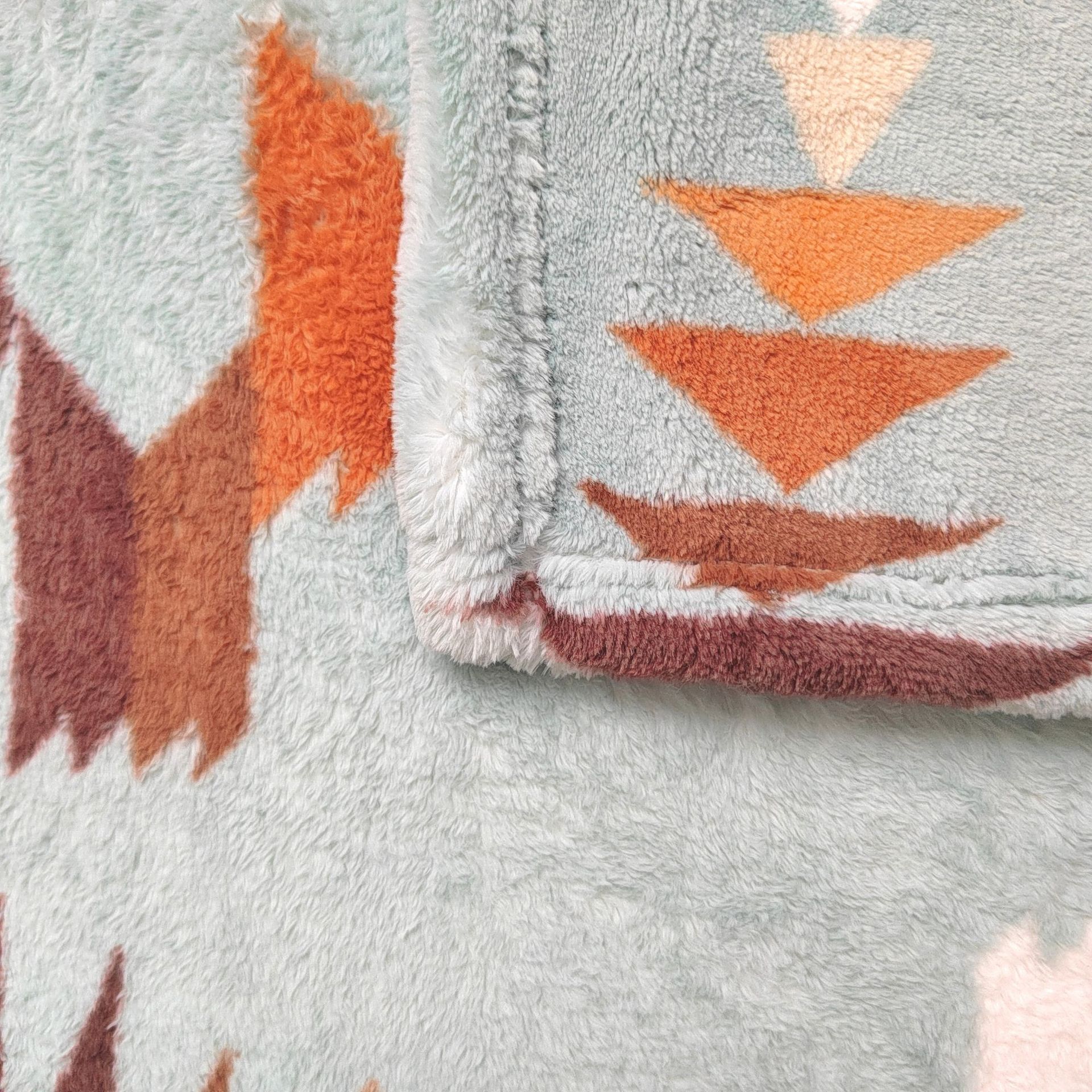 Flannel Sherpa Blanket for Bedding King Queen Twin Size Woven Polyester Boho Blanket