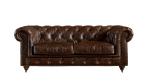Vintage Dark Brown 2 Seater Leather Sofa Chesterfield Love Seat Solid Wood Frame