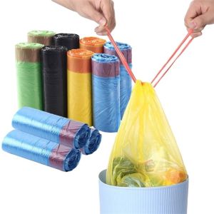 Drawstring Trash Bags with Own Logo and HDPE/LDPE/LLDPE Material OK Compost