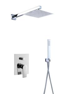 China Single lever concealed in-wall 2-way bath or shower mixer diverter rainshower handshower bath chrome brass faucet OEM factory