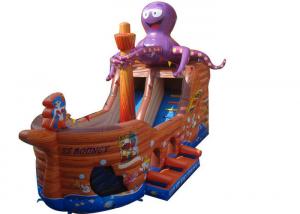 China Brown Octopus Inflatable Assault Course Ship , Blow Up Obstacle Course With Slide on sale