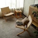 Leisure Style Wooden Patio Outdoor and Living Room Folding Chairs with Natural