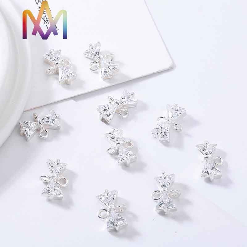OEM ODM Available Gold And Silver Zircon Bow Pendant