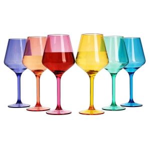 China Colored Stemmed Reusable Plastic Wine Glasses Acrylic BPA Free Plastic Wine Goblet factory
