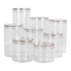 China Hot Stamp Logo Plastic jars with pop up lid and screw lid factory