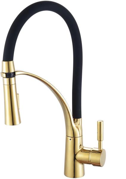 Single Hole Zinc And Brass Black Pull Out Kitchen Tap For Long Lasting