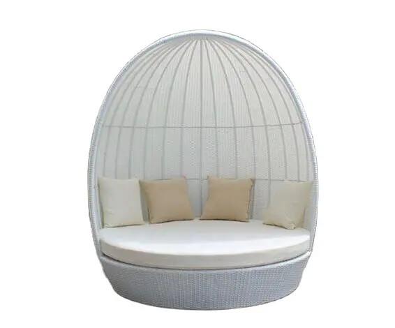 Rattan outdoor beach sunbed with tent canopy queen size rattan bed with canopy--