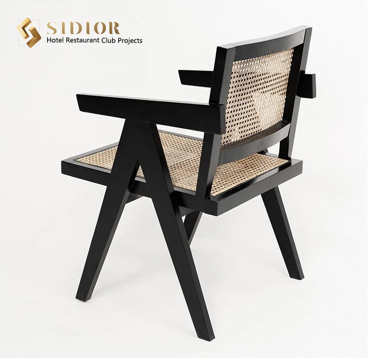 Natural Ratton Solid Wood Dining Chair Set Of 6 74cm height SGS Approved