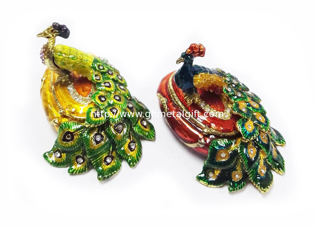 Fashion peacock shaped metal jewelry boxes peacock trinket box jewelry packing box