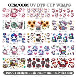 China UV DTF Cup Wrap Transfer Stickers For Glass Crafting Cup Decal Stickers For 16OZ Libbey Glass Cups Coffee Theme Cartoon factory