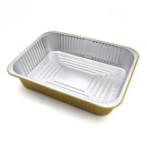 China Gold Smooth Wall Heat Seal Lid Takeaway Foil Food Containers With Plastic Cover on sale