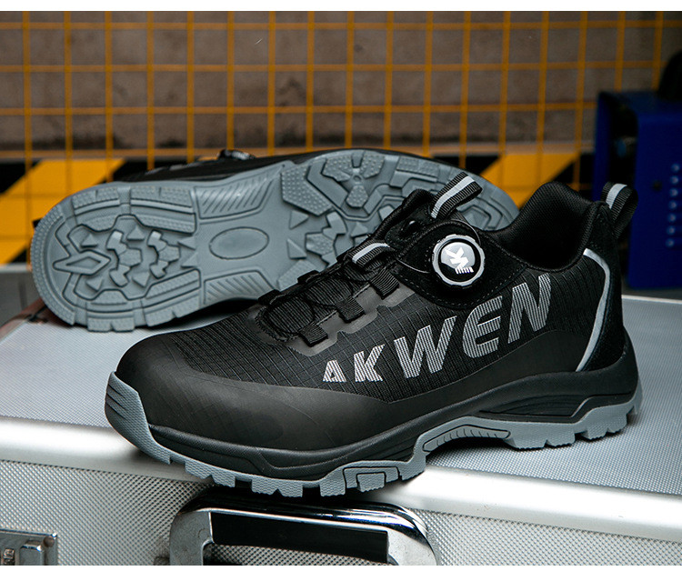 Kevlar Midsole BOA Rotating Button Work Shoes European Standard Steel Toe Anti Smashing MD Sole Safety Shoes