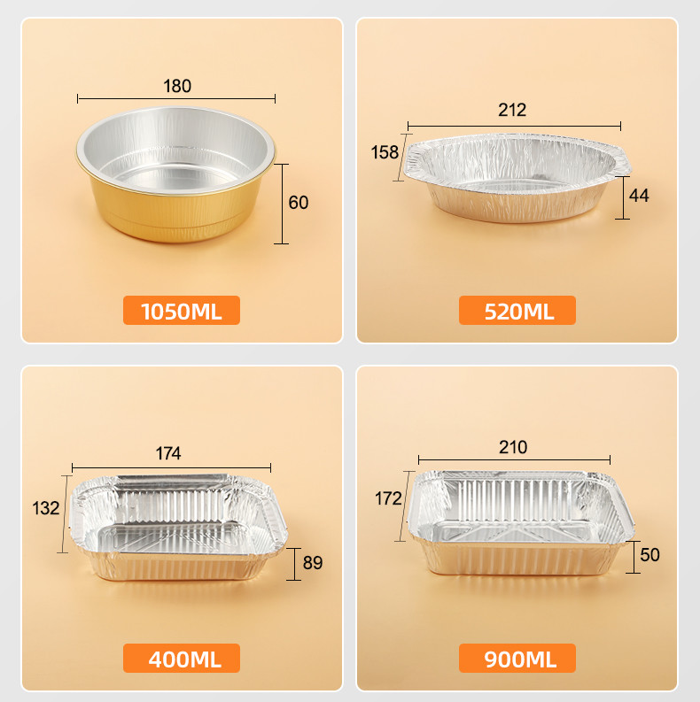 130ml 350ml Customize Packing Boxes Aluminum Foil Take Out Containers