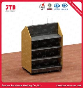 China OEM Metal Shelf Shop Display Shelving Round Hole Back Panel Wood Frame Supermarket Display Shelving factory