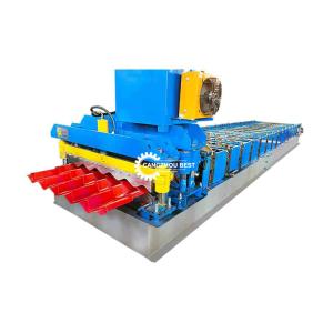 China PPGI Color Steel Step Roof Tile Roll Forming Machine 3kw + 4kw factory