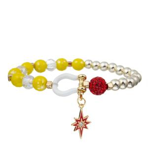 China Yellow Glass Beaded Stacking Bracelets Unisex Stretchy Nylon Thread factory