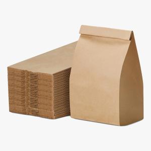 China Brown Lunch Kraft Paper Packaging Bags Biodegradable For Restaurants factory
