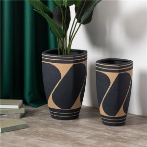 China Fancy home balcony decorative planter big floor decor plant pot custom matte black ceramic flower pots factory