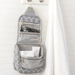 Personalized Modern Moroccan Grey Canvas Hanging Makeup Travel Bag