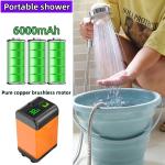 6000mAh Rechargeable Battery Powered Outdoor Shower Water Pump for Travel Beach