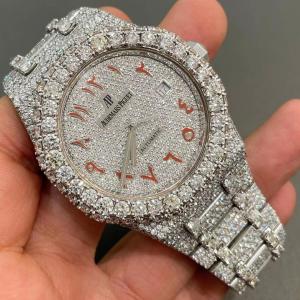 China Stainelss Steel Custom Moissanite Watches Moissanite Audemars Piguet Royal Oak factory