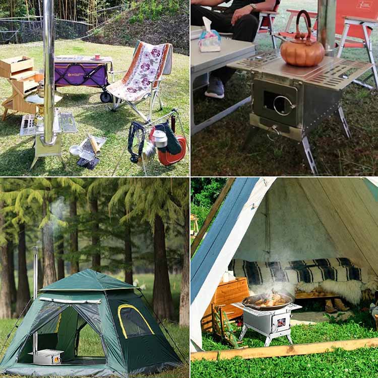 Folding Stainless Steel Wood Burning Stove Ideal for Outdoor Camping and Hiking Trips