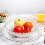 Household Transparent Vertical Stripe Glass Salad Bowls