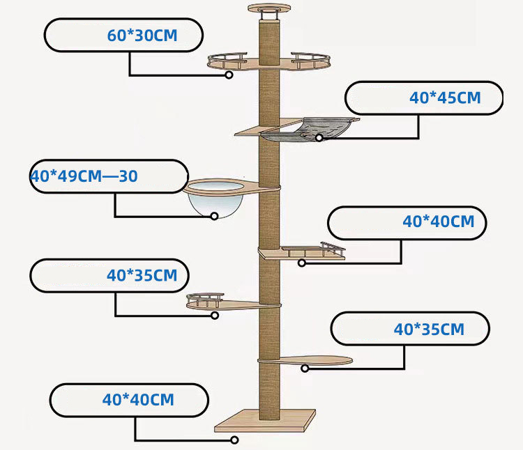 Pet House Floor-to-ceiling Cat Tree Condo Furniture Scratch Post Interactive Play