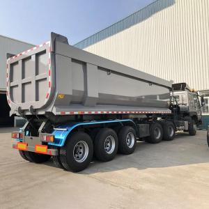China 100ton 3 Axles Self Dump Tipper Fuel Tank Oil Tanker Heavy Machine Transport Flatbed Deck Trailer factory