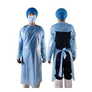 China CPE Material Non Sterile Isolation Gown Waterproof Disposable Gown factory