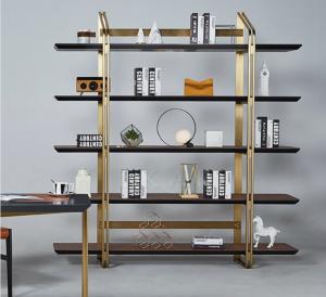 China Wooden Modern elegant Design Metal leather top Book Shelf Bookcase factory