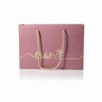 Matte Laminated Pink Shopping Printed Paper Gift Bags Custom Logo With Ribbon