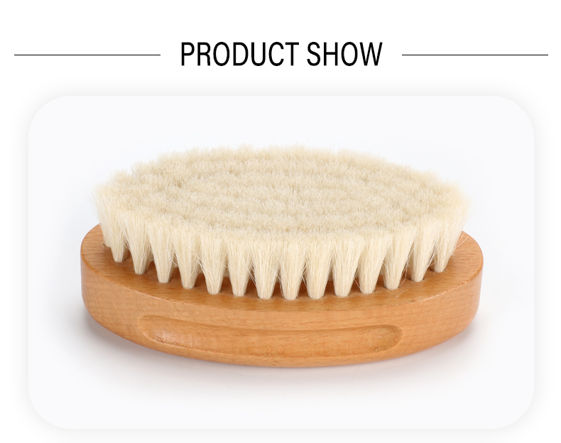 Customized Color 360 Curved Soft Goat Bristle Men Beard Cleaning Brush Laser Customized