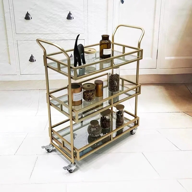 Nordic Gold Dining Car Hotel Restaurant Mobile Trolley Bar Club Fruit Beverage Cart