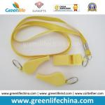 Green Lanyard Whistle Flat Polyester Lanyard Holder w/Wine Red Plastic Sports