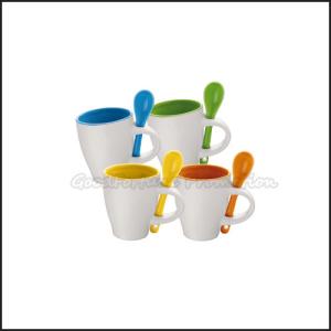 China Promotional Mug And Cup Coloured Two Tone Ceramic Mugs With Spoon factory