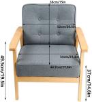 Grey Living Room Armchair Retro Modern Lounge Fabric Sofa Wooden Chair
