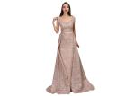 Scoop U Shape Neck Short Sleeve Arabic Evening Dresses Long Evening Gowns