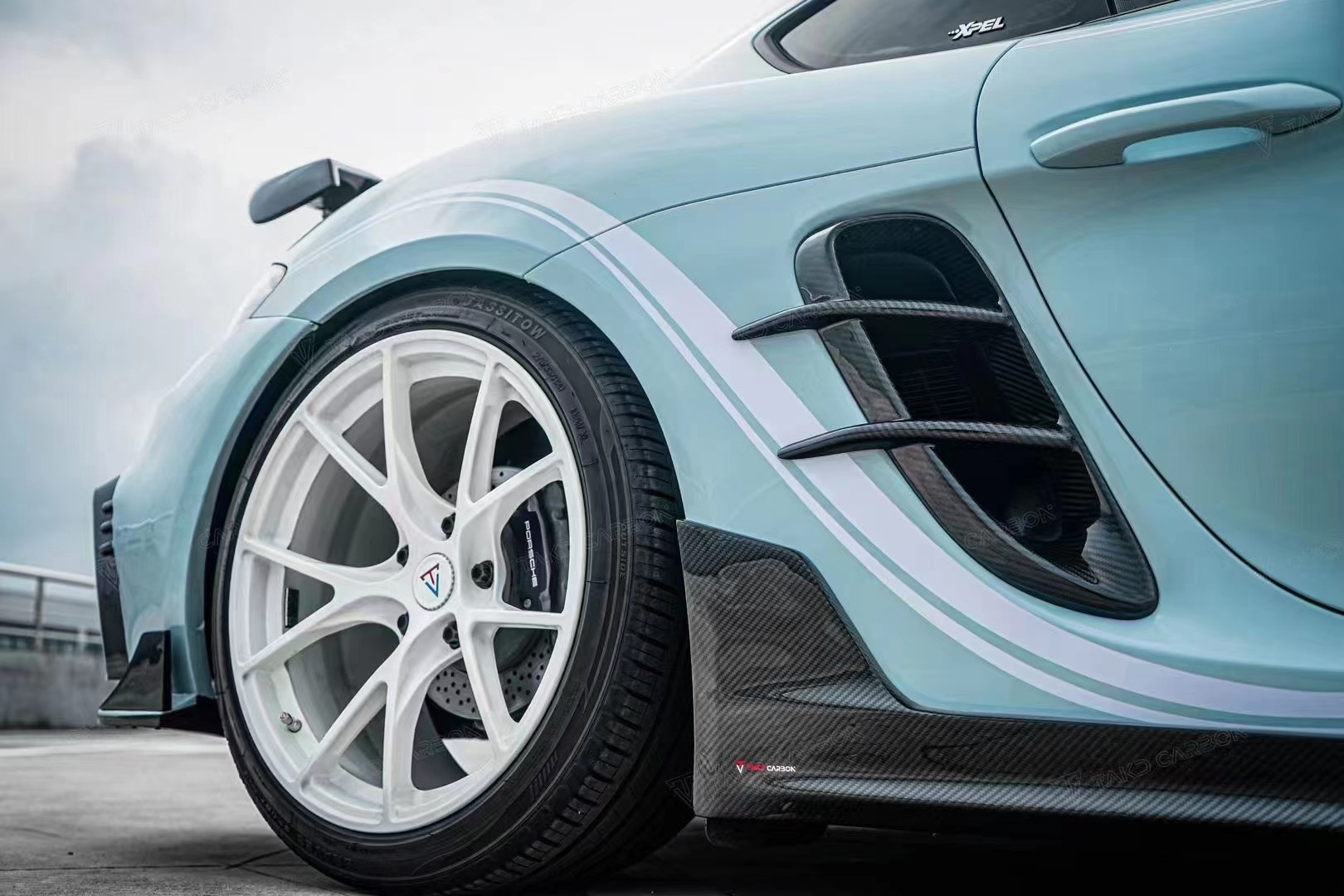 Lake Blue GTS Porsche Body Kit 718 Side Skirt 2017 - 2019 Bumper Spoiler